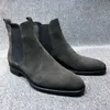 Fashion British Style Chelsea Boots Men Shoes Classic Casual Party Street Daily Classic Slip-On Faux Suede Solid Ankle Boots