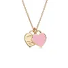 Necklace t Series S925 Sterling Silver Plated Rose Gold Heart Shaped Dropping Enamel Love Pendant Necklace Tie Home Collar Chain Jewelry JM6Q