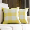 Pillow Farmhouse Plaid Polyester Linen Soft Solid Decorative Square Cream White Throw Cover Home Decor Outdoor Car Case