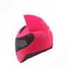 Motorcycle Helmets Nitrinos Brand Helmet Fl Face With Cat Ears Four Season Pink Color Drop Delivery Mobiles Motorcycles Accessories Dhfeq