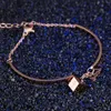 Linkarmbanden Mode-sieraden Pin Paragraaf Titanium Staal Verguld Rose Goud Geometrische Vierkante Hanger Armband Dames Handtoegang