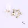 Nagelkonstdekorationer 10st Diamond Charms Bowknot Butterfly Jewelry 6 10mm Gold/Silver Bow Rhinestones Shiny Crystal Manicure Accessories-1