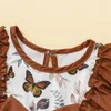 Robes de fille 2023-07-08 Lioraitiin 3-24M 2 pièces ensemble de robe pour bébé filles papillon fleur imprimé col rond à manches longues robe arc bandeau