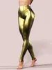 Damen Leggings Damen Sexy Frauen Hohe Taille Glänzende Bleistifthose Slim Fashion Leggins Gold Schwarz Gothic Hose