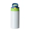 Sublimatie Blanks Kindertumbler Babyfles Sippy Cups 12 OZ Witte waterfles met rietje en draagbaar deksel 5 kleuren deksels Sublimatie Pr Ihhg