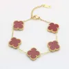 créateur de luxe Van Clover Bracelet Designer Lucky Clover Bracelet double face en acier non décoloré floral et or naturel dames bijoux