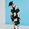 Casual Dresses Imakokoni Original Loose Big Flower Dress Summer Women's Short Sleeve Casual Designer Ruffle Dresses for Women 223702 230406