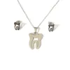 Set di orecchini e collane FairLadyHood Collane con ciondolo a forma di dente in acciaio inossidabile Gioielli a catena da donna per regali per dentista