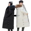 Men's Down Parkas -30 Degree Winter Men's Thicken Warm Jacket Fashion Unisex Women's Big Fur Collar Loose Windbreaker Long Style Couple Down Coats J231107