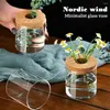 Vaser transparent cylindrisk hydroponisk glasvas Moderna blommor för kontorsskrivbord hem