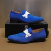 Scarpe eleganti Moda uomo Oxford in pelle scamosciata blu in pelle verniciata formale maschile matrimonio ballo ballo ritorno a casa appartamenti Sapato Social Masculino