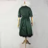2023 Gothic Victorian Lolita Knielange Kleider mit abnehmbaren Halloween-Theaterkostümen aus grüner und schwarzer Baumwolle