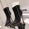 Aquazzura Sergio Ross Bottines en strass en peau de mouton Talons aiguilles en daim Bottines à enfiler pour femmes Designers de luxe Chaussures de soirée Chaussures d'usine