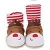 Bottes CitgeeWinter Noël Infant Bébé Garçons Filles Chaussettes Stripe Print Deer Motif Antidérapant Cheville Souple