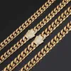 Kundenspezifische 10 mm 12 mm große, 18 Karat vergoldete Edelstahl-Halskette mit kubanischen Gliedern