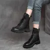 Boots 2021 Nouveaux bouts de veau moyen Femmes Automne Hiver Fashion Lacet-up Zipper Botas Mujer Boots Plateforme de sport talons Ladies chaussures AA230406