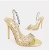 Sandaler Champagne Silver Gold Crystal Bride Shoes Clear PVC Bling Rhinestone Slingback Party Open Toe Sparkly Heelsandals