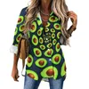 Women's Blouses Green Avocado Casual Blouse Fruit Print Office Custom Women Long Sleeve Loose Shirt Summer Oversize Clothing