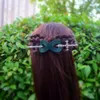 Pinces à cheveux mode rétro hache vague bâton Green8-ShapePU épingle à cheveux en cuir pour femmes décoration de coiffure