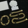 Chic Golden Halsband armband set mode kvinnor 18k pläterad kopparhalsband armband smyckesuppsättningar med lådpaket