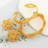 Bangle Fashion Jewelry Set For Women Design 2pcs Cuff Rings Gold Color Bracelet Adjustable Ethiopia Wedding Bridal Gift