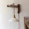 Wandlampen Japan Minimalisme opvouwbare houten arm moderne industriële led -glans woning decor slaapkamer studeer woonkamer verlichtingsarmatuur