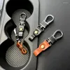 Keychains 2023 High-Grade Genuine Leather Keychain Alloy Metel Business Keyring Men For Auto Car Key Chain Ring Holder Accessories