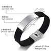 Bangle Euramerican Ohm English Scripture Silicone Bracelet For Men Sliver Color Curved Plate Gift