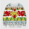 メンズセーター大人の子供のおかしなサンタクロースクリスマス3Dプリントセータープルオーバースウェットシャツoネックセーターメンズ女性カップルプラスサイズ231107