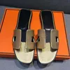 Luxe Oran diapositives pantoufle Designer sandales plates Mules en cuir véritable diapositives de plage chaussures d'été casual tongs