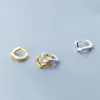 Stud Earrings Fashion925 Sterling Silver Twine Twisted CZ Tinny For Women Gold Color Girl Gift Jewelry