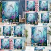 Shower Curtains 180X180Cm Polyester Waterproof Mildew Curtain Ocean Scenery Animal Dolphin Digital Printing Bathroom Cu Dhol4