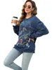 Женские толстовки Khalee Yose с цветочной вышивкой, пуловер, толстовка в стиле бохо, хлопок, синяя осень, Harajuku, винтажная уличная одежда, женская верхняя одежда 23XXL