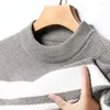 Herensweaters herfst- en winterpatroon gestreept breigoed Koreaanse stijl pure kleur halve kraag dieptepunt shirt met lange mouwen trui