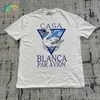 Męskie koszulki Casablanca Tshirts Summer Men kobiety moda luźna swobodna para czarna biała krótkie kreskówki z krótkim rękawem