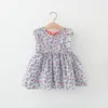 Meisje Jurken 2023 Zomer Geboren Baby Meisjes Boutique Outfits Koreaanse Mode Bloemen Leuke Strik Mouwloze Katoenen Prinses Jurk BC010-1