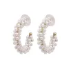 Vintage C -formade pärlörhängen för kvinnor gyllene söta koreanska street smycken kvinnliga modetillbehör söt örhänge