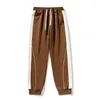 Calças masculinas primavera jogger homens cintura elástica calças cortadas moda coreano streetwear cordão sweatpants roupas masculino plus size