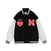 monclair north the face jacket Men's Autumn and Winter Butter Fruit Green Baseball with Love Patch Embroidery Contrast Color Jacket