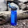 Очистка воды для бутылок с водой с фильтром бутылки с водой на открытом воздухе для кемпинга и выживания.