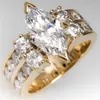 Wedding Rings Huitan Luxury Gold Color Marquise Cubic Zirconia vrouwen voor bands accessoire jubileum cadeau mode feestje sieraden