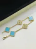 luxe merk klaver designer armbanden sieraden 18K goud Blauw Turquoise steen vlinder liefde 5 bloemen limited edition charmes armband consistent