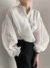 Women's Blouses Shirts Colorfaith Patch Work Sheer Transparent Korean Fashion SpringSummer Women's Retro Elegant Women's Top BL06620 230407