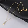 Chains Simple Design Stainless Steel 14k Gold Plated Waterdrop Charm Pendant Necklace Women Geometric Shiny Choker