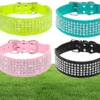 NOVO Design Coleiras De Couro De Strass Cheio Diamante Cristal Cravejado Cães Coleiras Para Animais De Estimação 2 Polegada De Largura Para Cães Médios Grandes Pitbull5573091