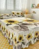 Säng kjol vintage blommor fjärilar solros elastisk utrustad sängflykt med örngott madrass täcker sängkläder set ark