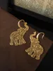 Boucles d'oreilles à dos, Niche, Style européen et américain, créateur indépendant grec, rétro, creux, pendentif éléphant français, forêt