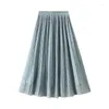 Skirts Fresh Wavelet Dot Chiffon Pleated Skirt For Women Spring And Summer Round Thin High Waist A-line Medium Length