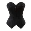 Black Striped Suit Style Shapewear Women Overbust Zipper Bustier Strapless Corselet Slim Body Shaper Plus Size S-6XL Corset Tops280u