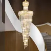 Villa ihålig duplex ljuskrona Crystal Hall Spiral Staircase Postmodern Living Room Hotel Lobby Light Luxury Pendant Lamps